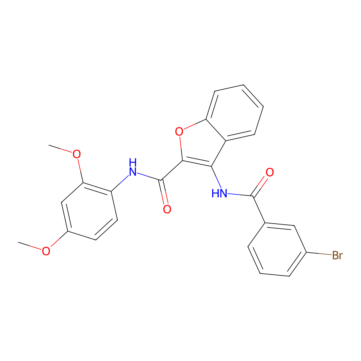 3-(3-bromobenzamido)-N-(2,4-dimethoxyphenyl)benzofuran-2-carboxamide molecular structure, CAS 862978-90-3