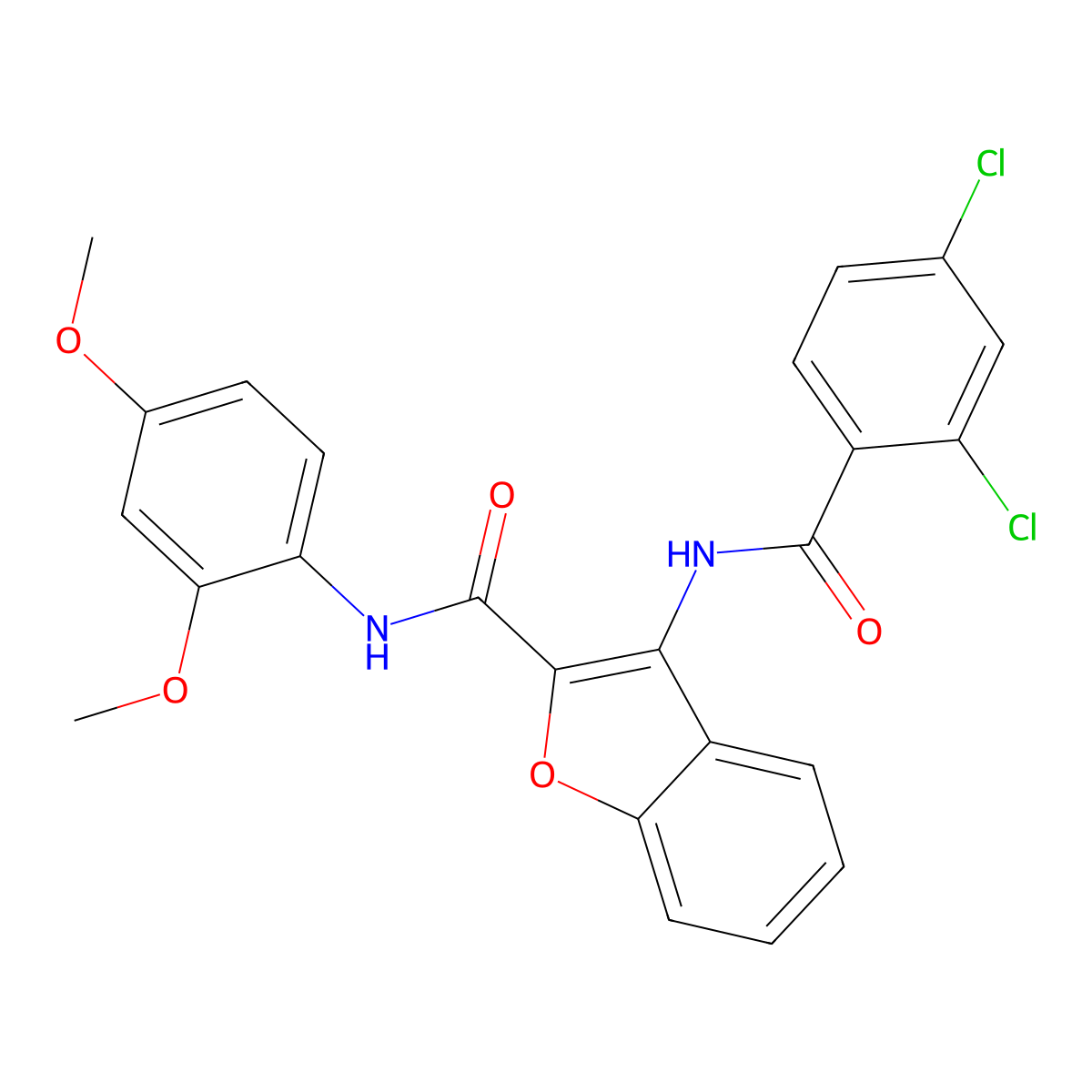 3-(2,4-dichlorobenzamido)-N-(2,4-dimethoxyphenyl)benzofuran-2-carboxamide molecular structure, CAS 862978-93-6