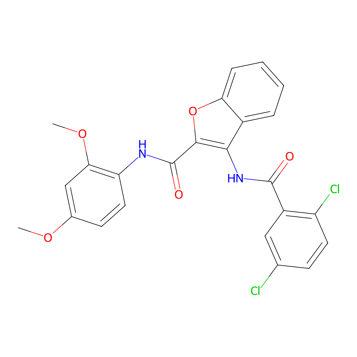 3-(2,5-dichlorobenzamido)-N-(2,4-dimethoxyphenyl)benzofuran-2-carboxamide molecular structure, CAS 862978-94-7