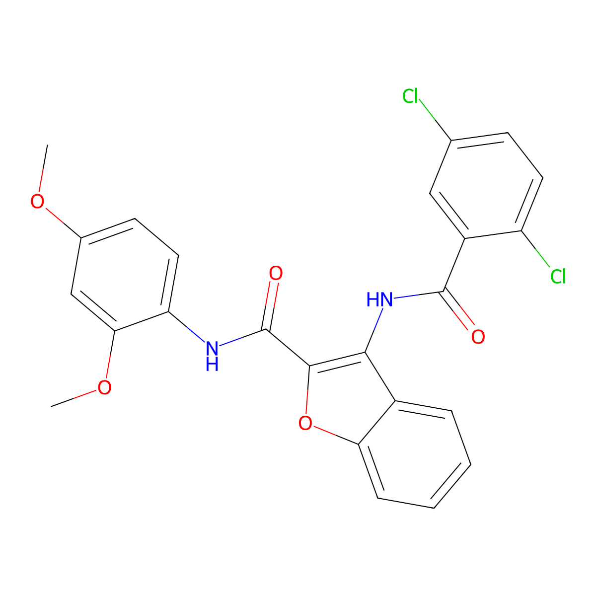3-(2,5-dichlorobenzamido)-N-(2,4-dimethoxyphenyl)benzofuran-2-carboxamide molecular structure, CAS 862978-94-7