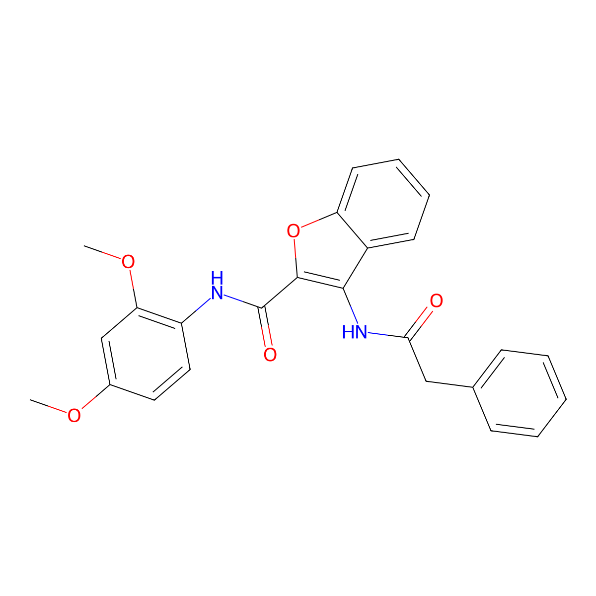 N-(2,4-dimethoxyphenyl)-3-(2-phenylacetamido)benzofuran-2-carboxamide molecular structure, CAS 862979-01-9