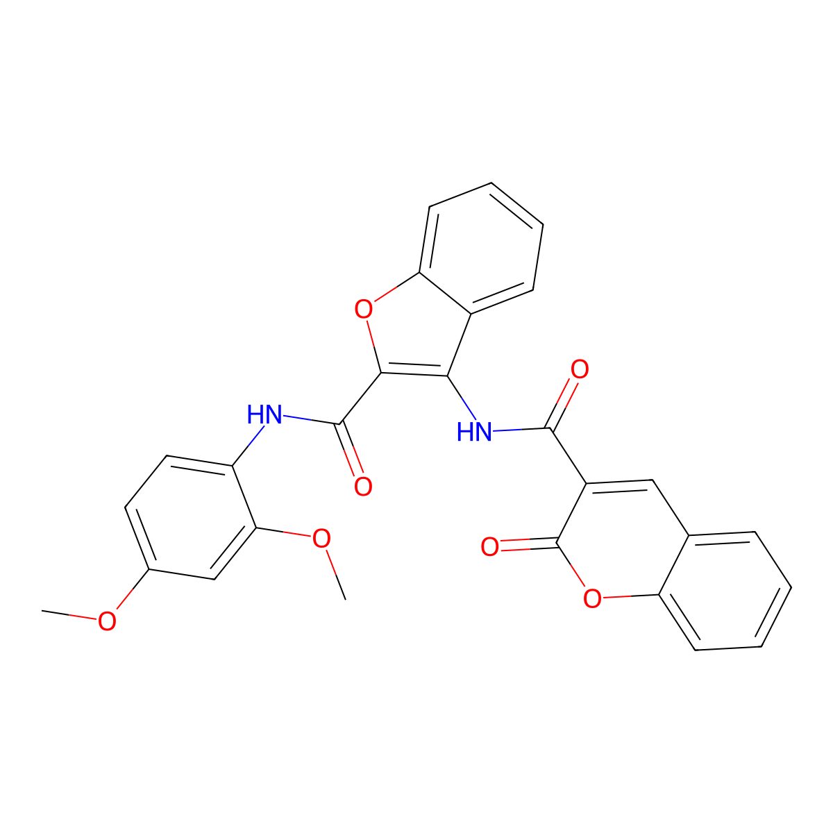 N-(2-((2,4-dimethoxyphenyl)carbamoyl)benzofuran-3-yl)-2-oxo-2H-chromene-3-carboxamide molecular structure, CAS 862979-10-0