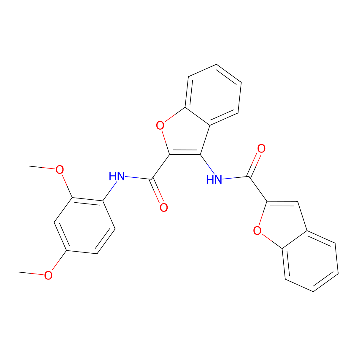 3-(benzofuran-2-carboxamido)-N-(2,4-dimethoxyphenyl)benzofuran-2-carboxamide molecular structure, CAS 862979-11-1
