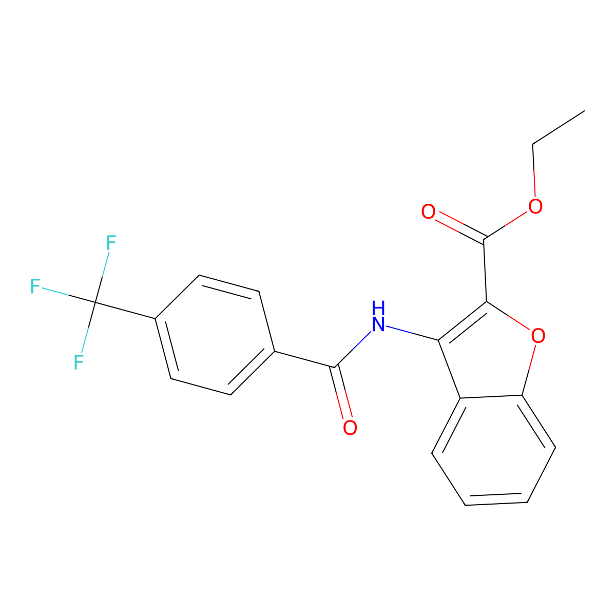 Ethyl 3-(4-(trifluoromethyl)benzamido)benzofuran-2-carboxylate molecular structure, CAS 862979-25-7