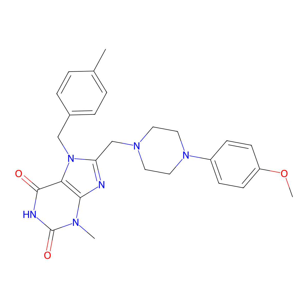 8-{[4-(4-methoxyphenyl)piperazin-1-yl]methyl}-3-methyl-7-[(4-methylphenyl)methyl]-2,3,6,7-tetrahydro-1H-purine-2,6-dione molecular structure, CAS 862979-47-3