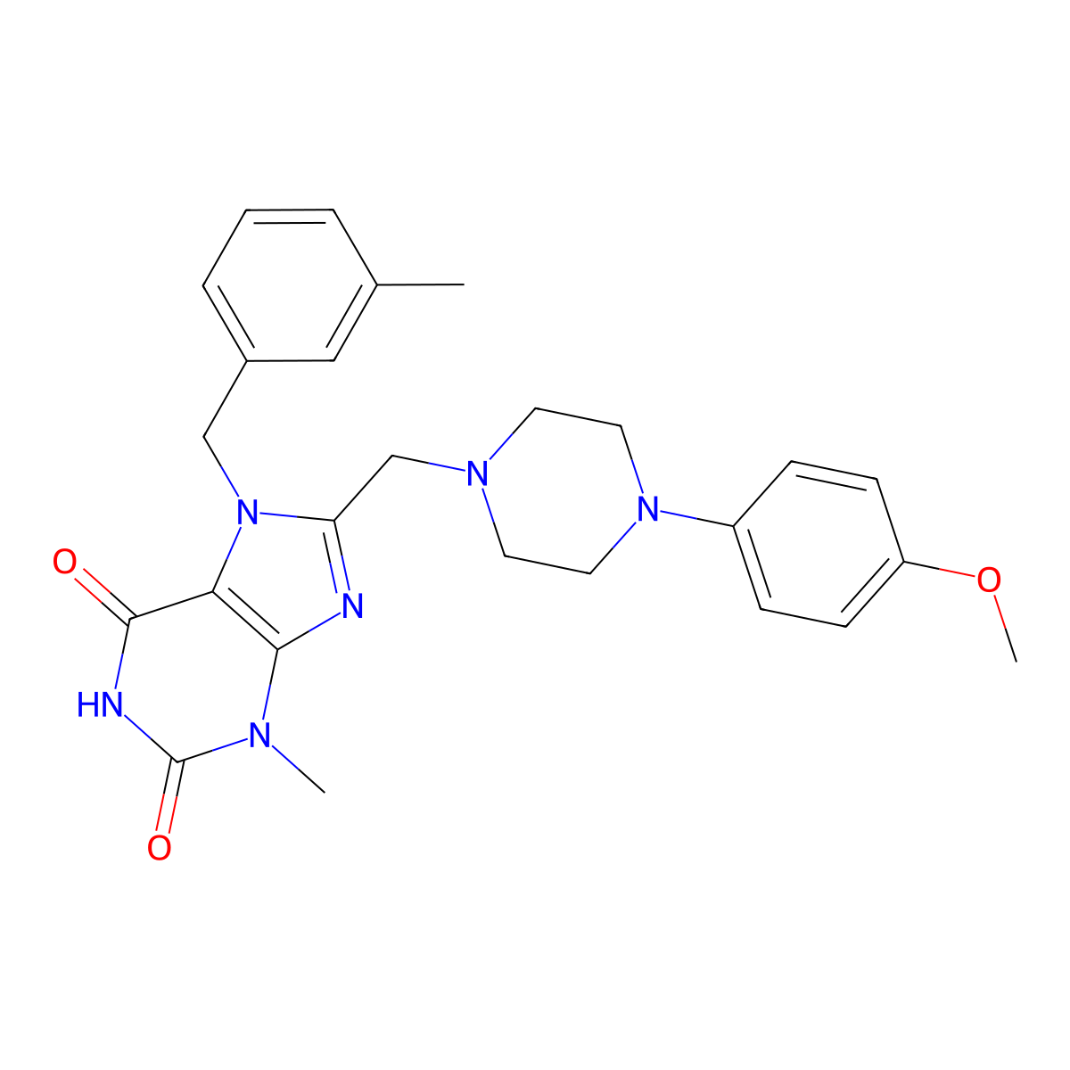 8-[[4-(4-Methoxyphenyl)piperazin-1-yl]methyl]-3-methyl-7-[(3-methylphenyl)methyl]purine-2,6-dione molecular structure, CAS 862979-50-8