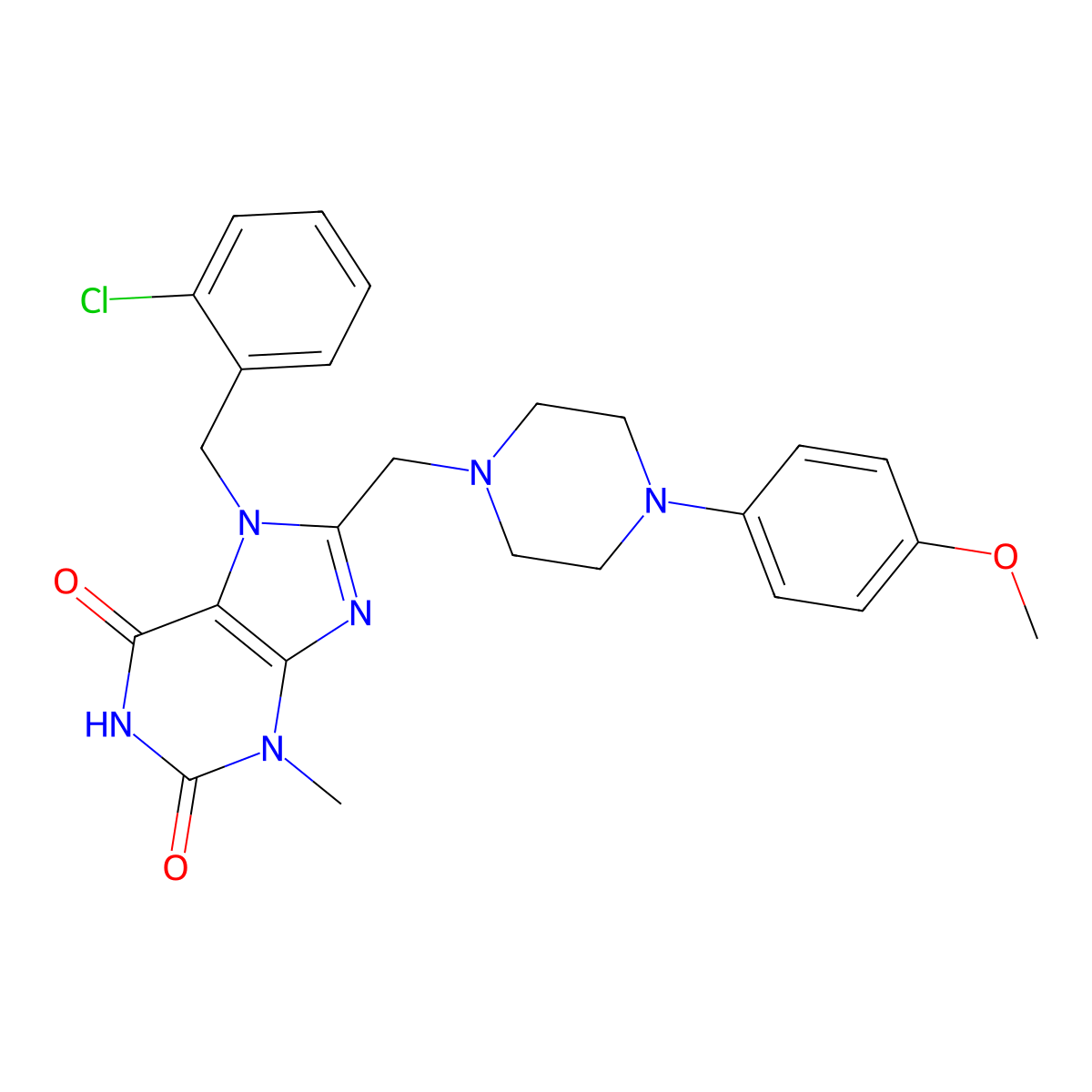 7-[(2-Chlorophenyl)methyl]-8-[[4-(4-methoxyphenyl)piperazin-1-yl]methyl]-3-methylpurine-2,6-dione molecular structure, CAS 862979-68-8