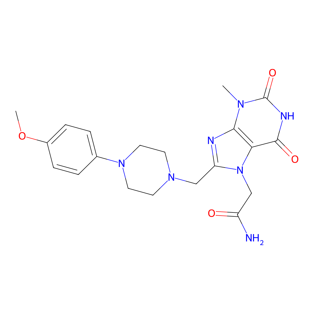 2-(8-{[4-(4-methoxyphenyl)piperazin-1-yl]methyl}-3-methyl-2,6-dioxo-1,2,3,6-tetrahydro-7H-purin-7-yl)acetamide molecular structure, CAS 862979-85-9