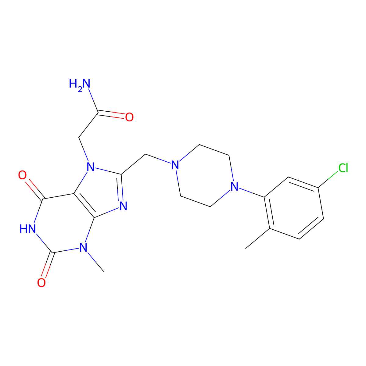 2-[8-[[4-(5-Chloro-2-methylphenyl)piperazin-1-yl]methyl]-3-methyl-2,6-dioxopurin-7-yl]acetamide molecular structure, CAS 862979-86-0