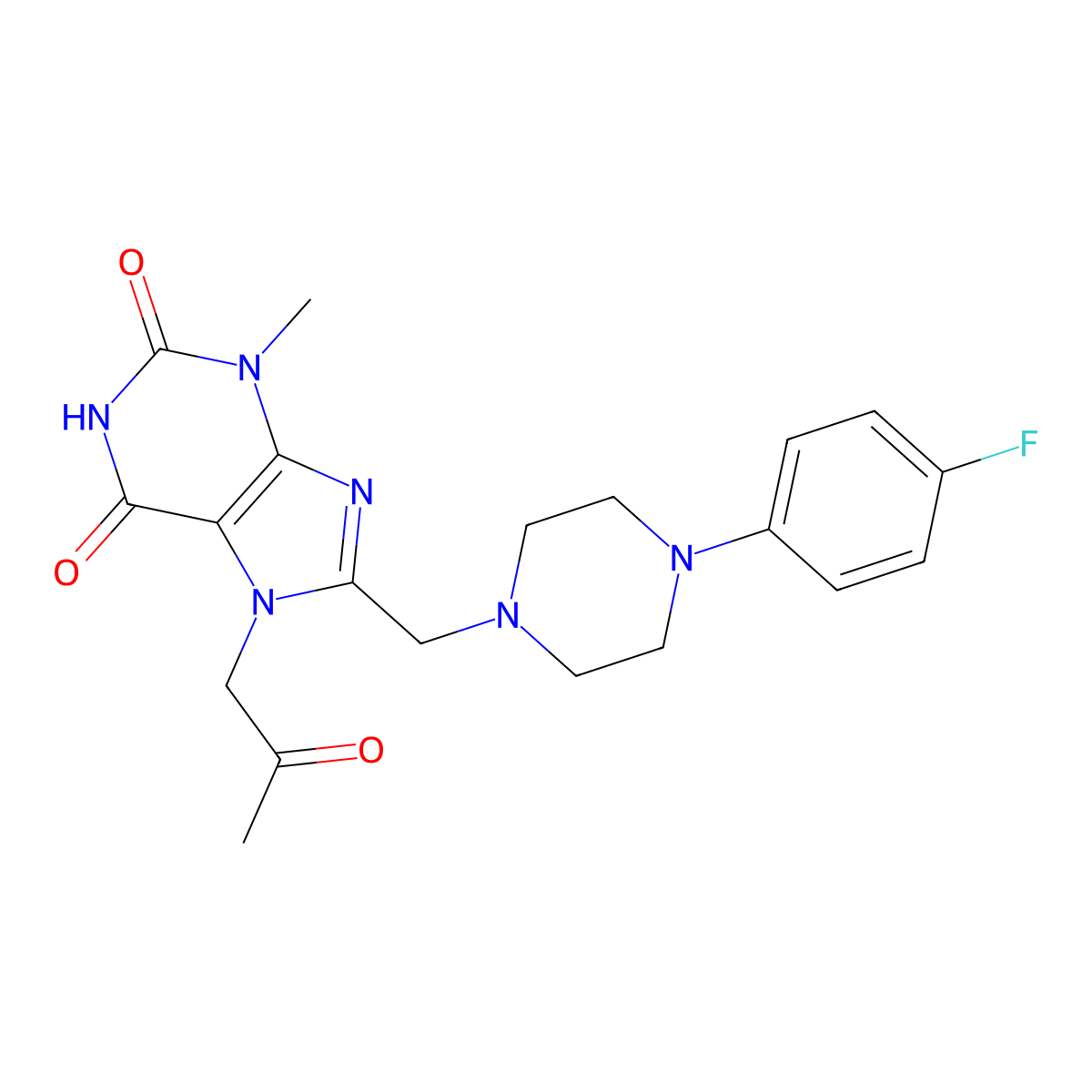 8-{[4-(4-fluorophenyl)piperazin-1-yl]methyl}-3-methyl-7-(2-oxopropyl)-3,7-dihydro-1H-purine-2,6-dione molecular structure, CAS 862979-92-8