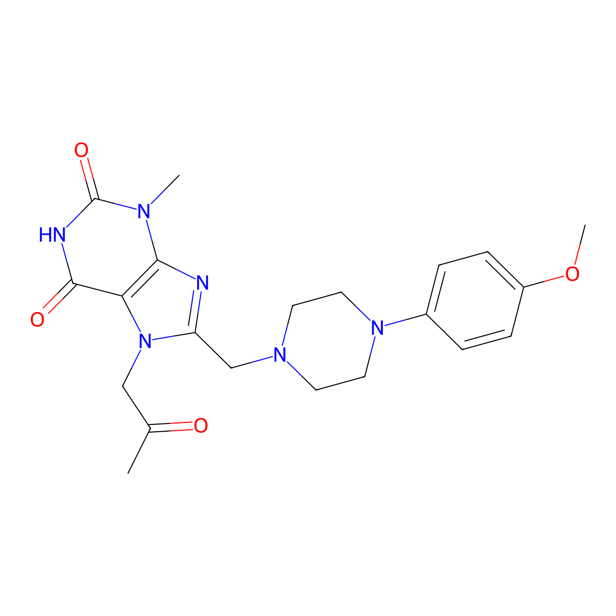 8-((4-(4-methoxyphenyl)piperazin-1-yl)methyl)-3-methyl-7-(2-oxopropyl)-1H-purine-2,6(3H,7H)-dione molecular structure, CAS 862979-94-0