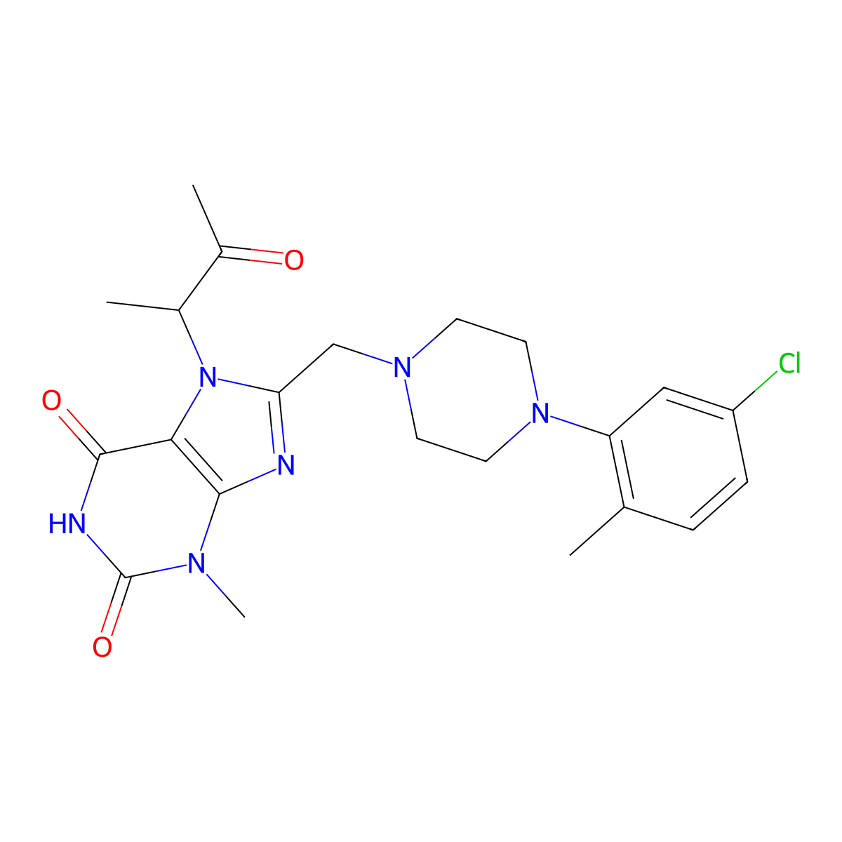 8-[[4-(5-Chloro-2-methylphenyl)piperazin-1-yl]methyl]-3-methyl-7-(3-oxobutan-2-yl)purine-2,6-dione molecular structure, CAS 862979-98-4