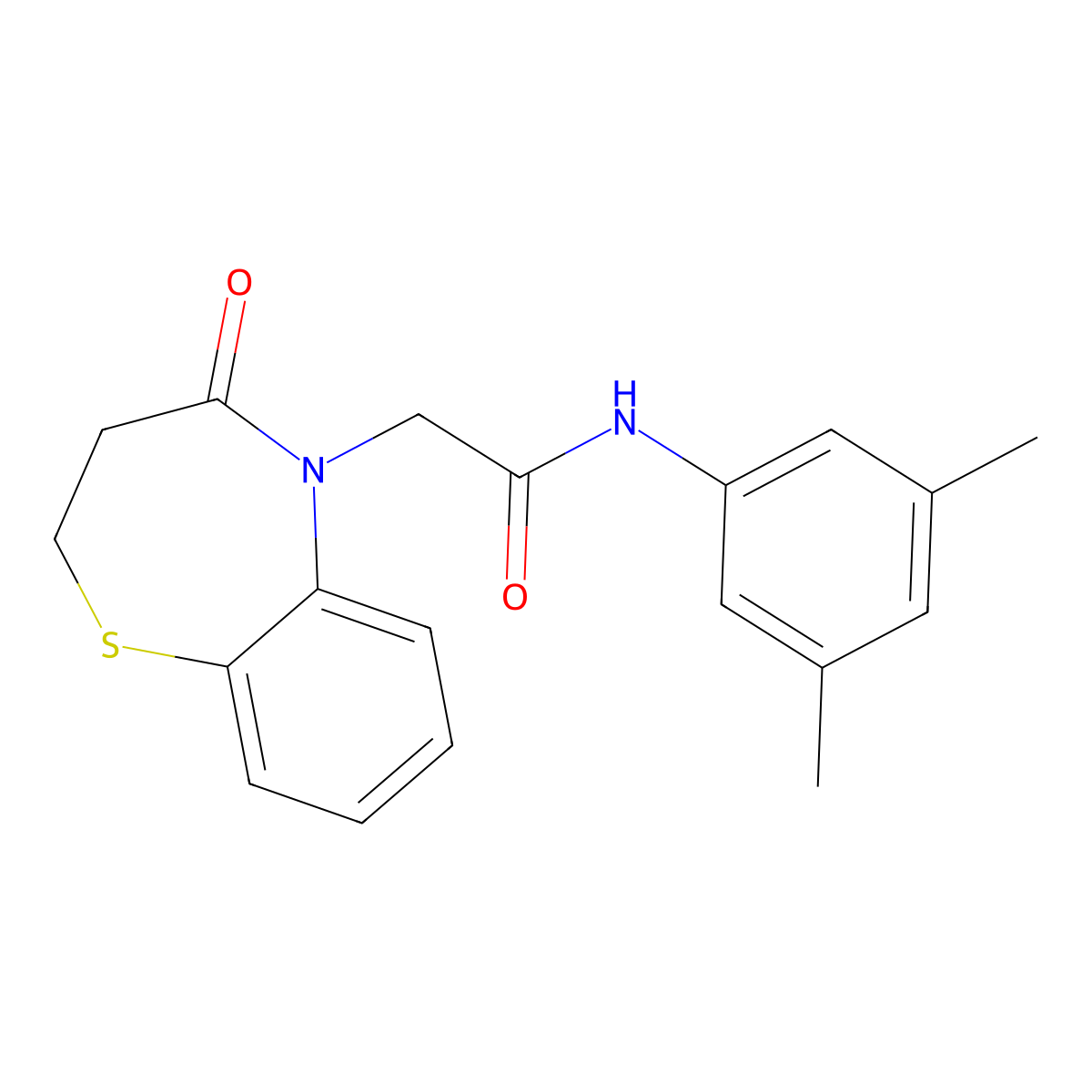 N-(3,5-dimethylphenyl)-2-(4-oxo-3,4-dihydrobenzo[b][1,4]thiazepin-5(2H)-yl)acetamide molecular structure, CAS 862980-12-9