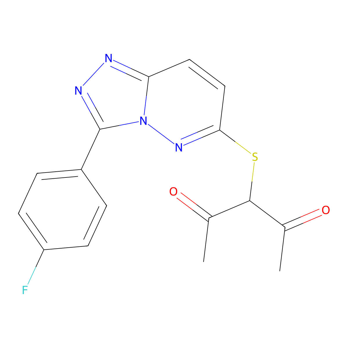 3-((3-(4-Fluorophenyl)-[1,2,4]triazolo[4,3-b]pyridazin-6-yl)thio)pentane-2,4-dione molecular structure, CAS 862980-38-9