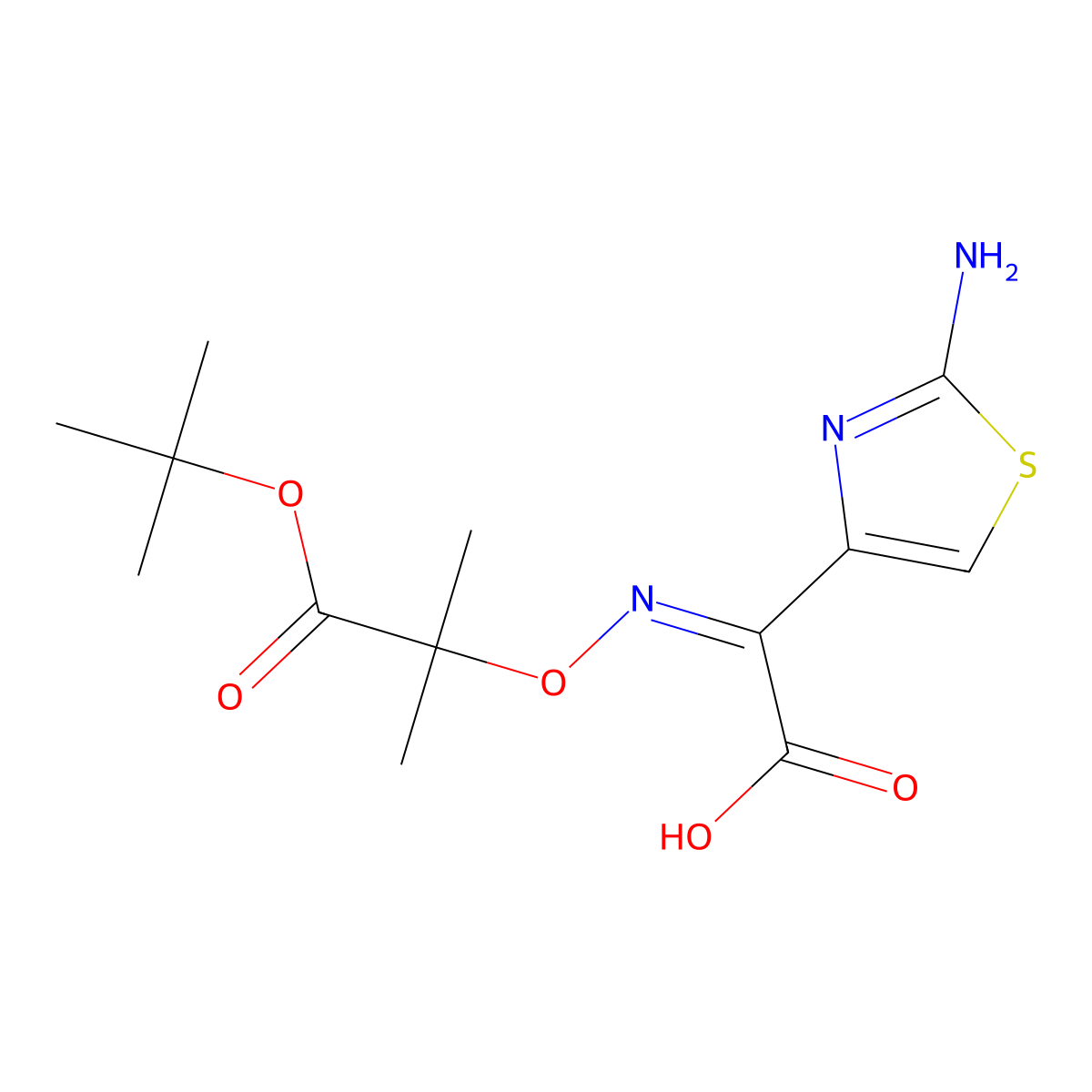 (alphaZ)-2-Amino-alpha-((2-(1,1-dimethylethoxy)-1,1-dimethyl-2-oxoethoxy)imino)-4-thiazoleacetic acid molecular structure, CAS 86299-47-0