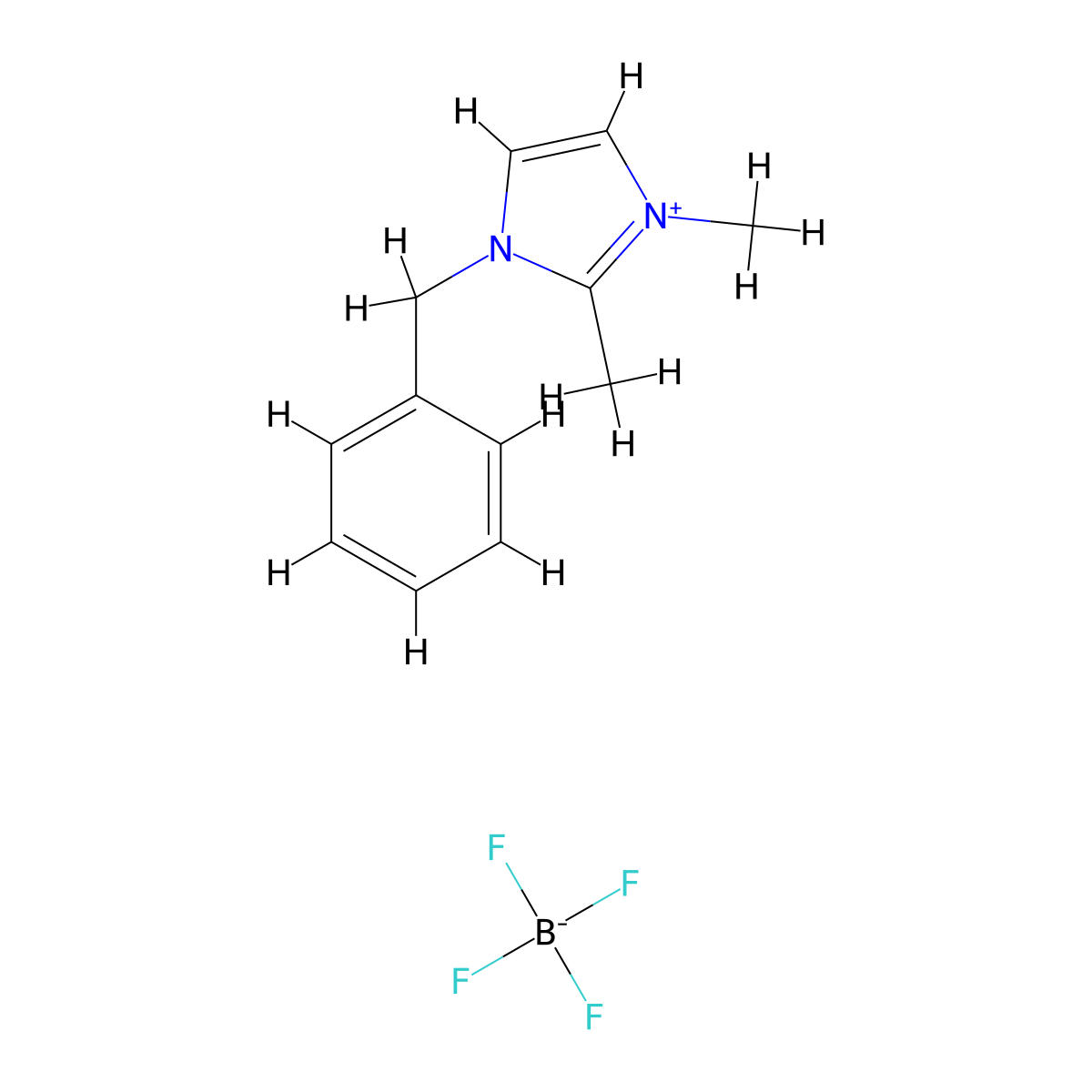 3-Benzyl-1,2-dimethyl-1H-imidazol-3-ium tetrafluoroborate molecular structure, CAS 862999-75-5