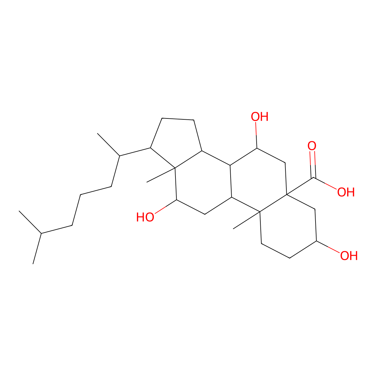 (3alpha,5beta,7alpha,12alpha)-3,7,12-Trihydroxycholestane-5-carboxylic acid molecular structure, CAS 863-39-8