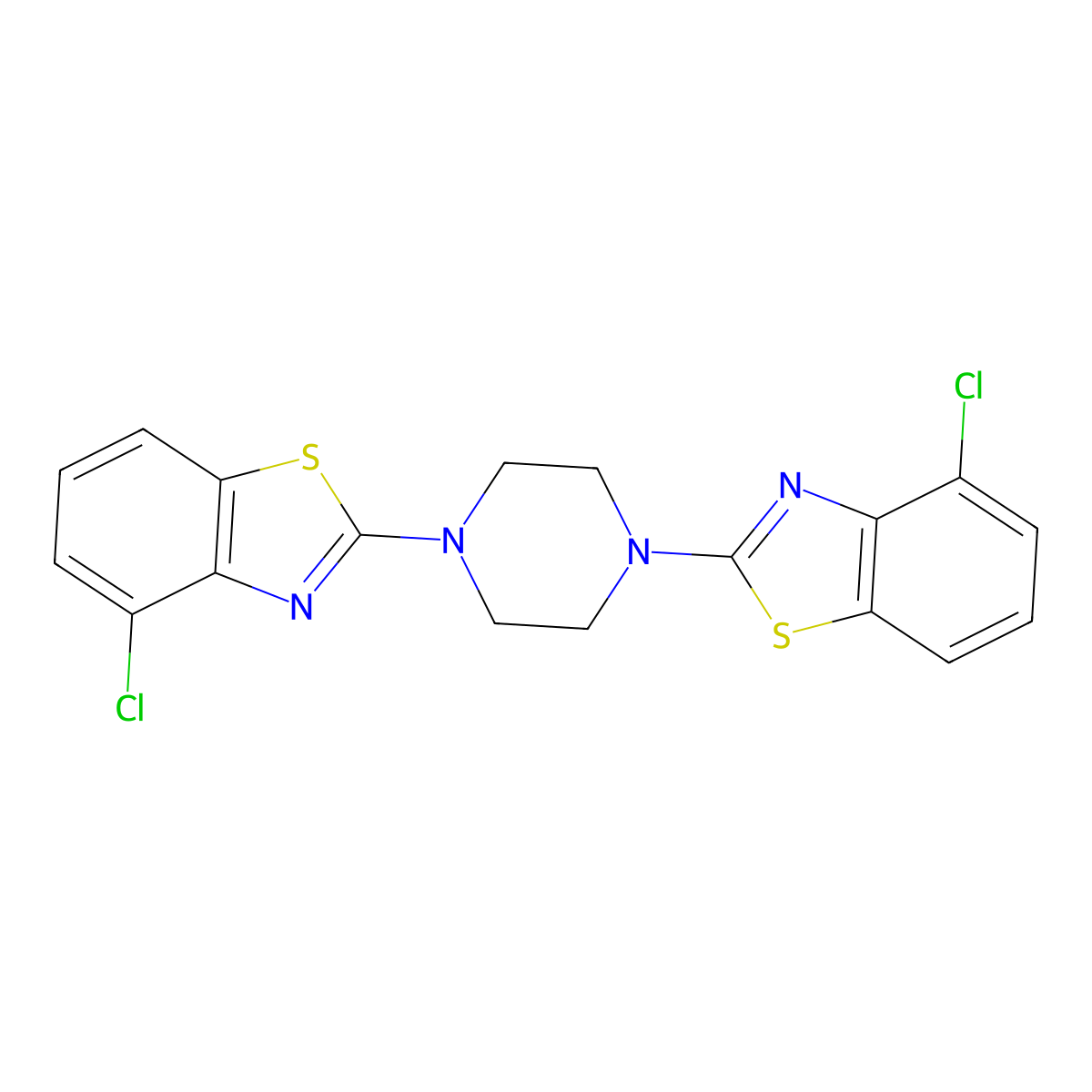 1,4-Bis(4-chlorobenzo[d]thiazol-2-yl)piperazine molecular structure, CAS 863000-87-7