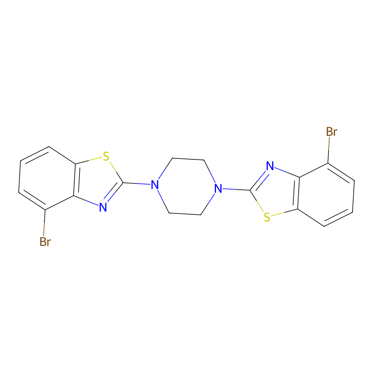 1,4-Bis(4-bromobenzo[d]thiazol-2-yl)piperazine molecular structure, CAS 863000-93-5