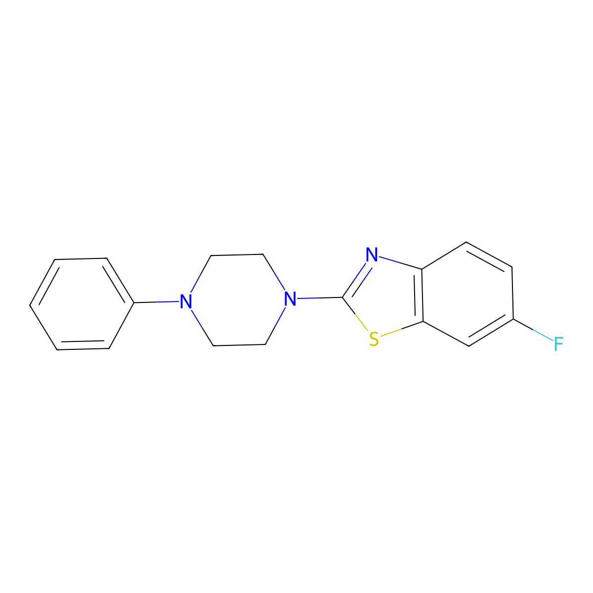 6-Fluoro-2-(4-phenylpiperazin-1-yl)-1,3-benzothiazole molecular structure, CAS 863001-10-9