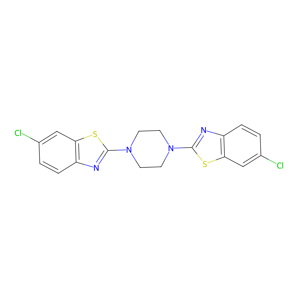 1,4-Bis(6-chlorobenzo[d]thiazol-2-yl)piperazine molecular structure, CAS 863001-13-2