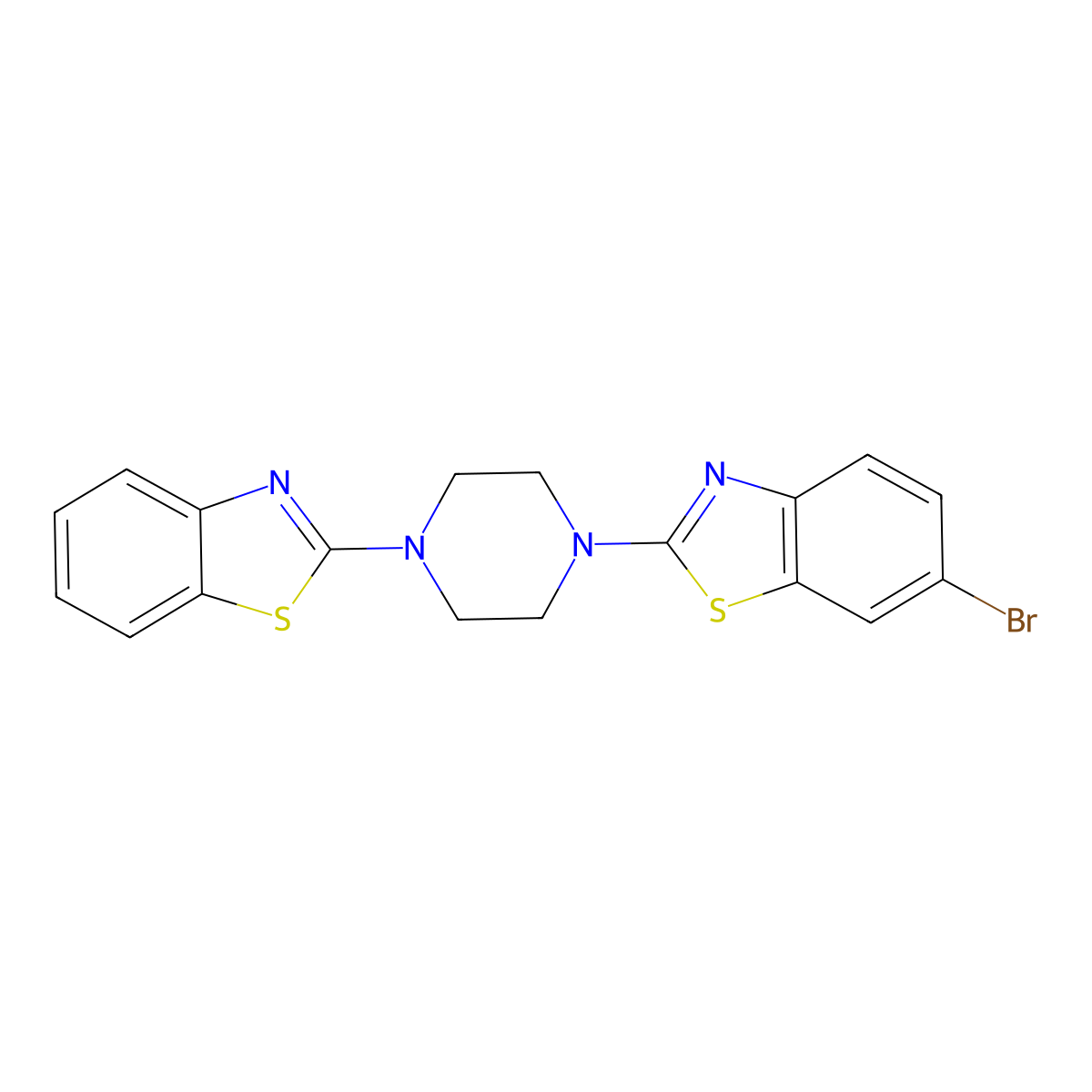 2-(4-(Benzo[d]thiazol-2-yl)piperazin-1-yl)-6-bromobenzo[d]thiazole molecular structure, CAS 863001-16-5