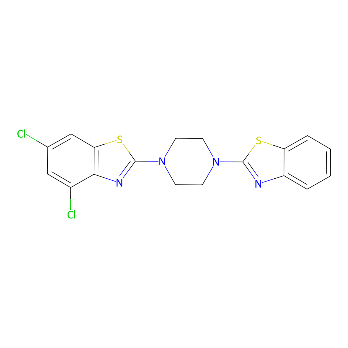 2-(4-(Benzo[d]thiazol-2-yl)piperazin-1-yl)-4,6-dichlorobenzo[d]thiazole molecular structure, CAS 863001-22-3