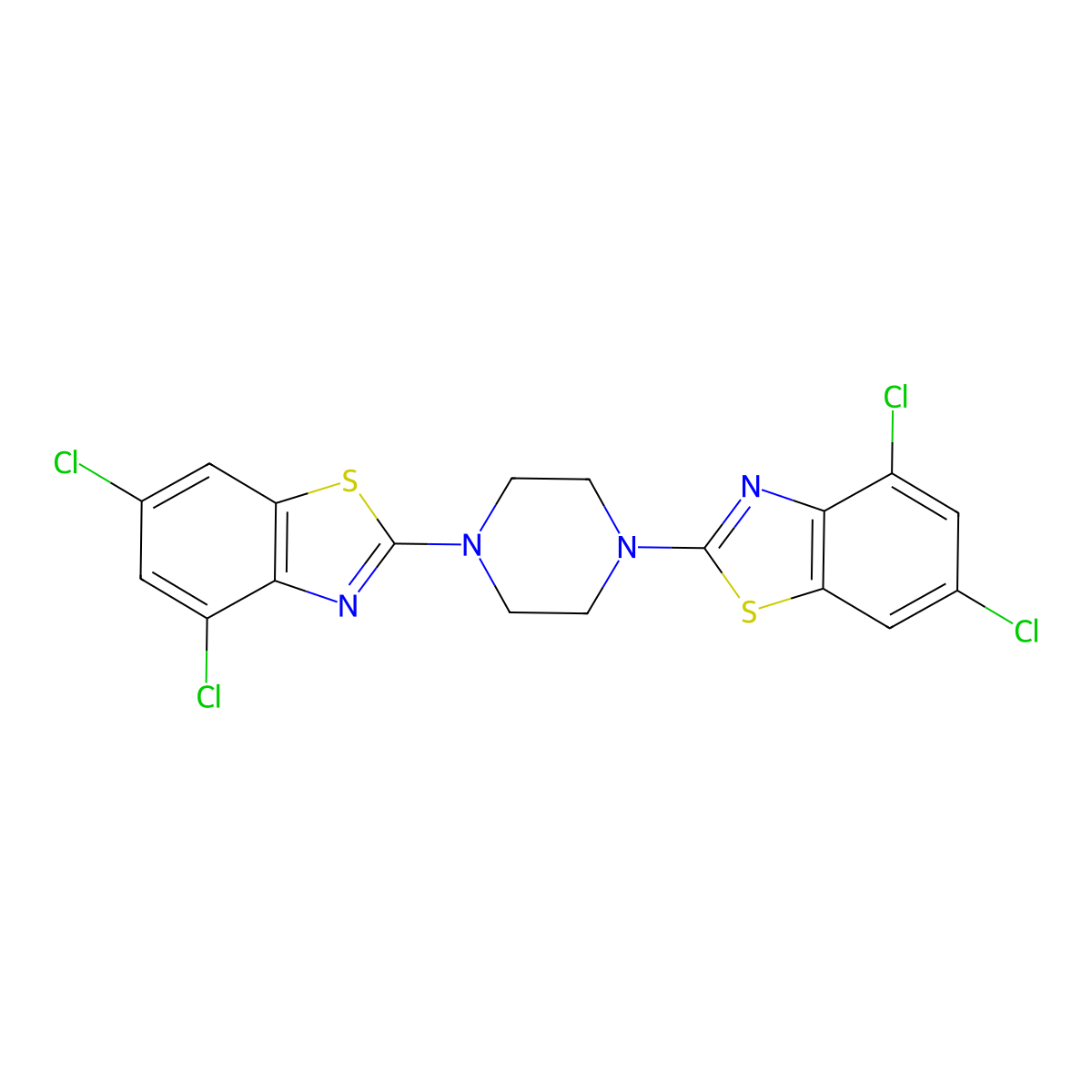 1,4-Bis(4,6-dichlorobenzo[d]thiazol-2-yl)piperazine molecular structure, CAS 863001-23-4