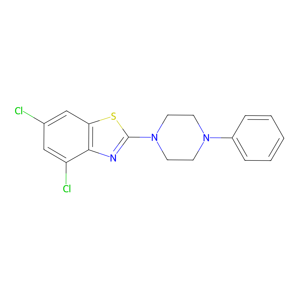 4,6-Dichloro-2-(4-phenylpiperazin-1-yl)-1,3-benzothiazole molecular structure, CAS 863001-25-6