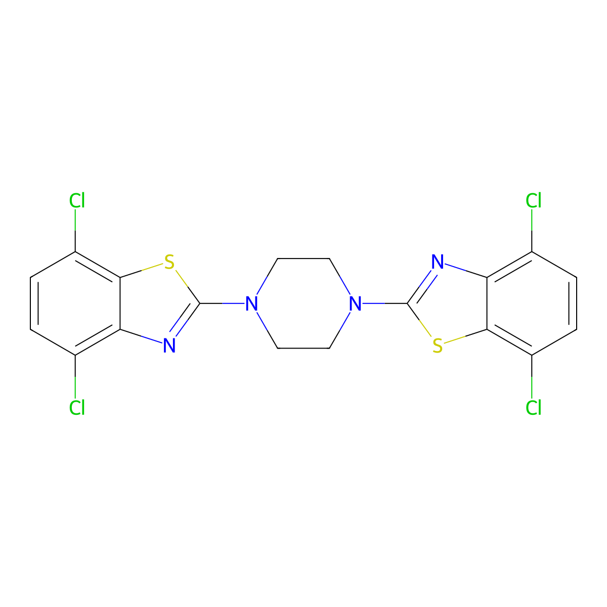 1,4-Bis(4,7-dichlorobenzo[d]thiazol-2-yl)piperazine molecular structure, CAS 863001-30-3