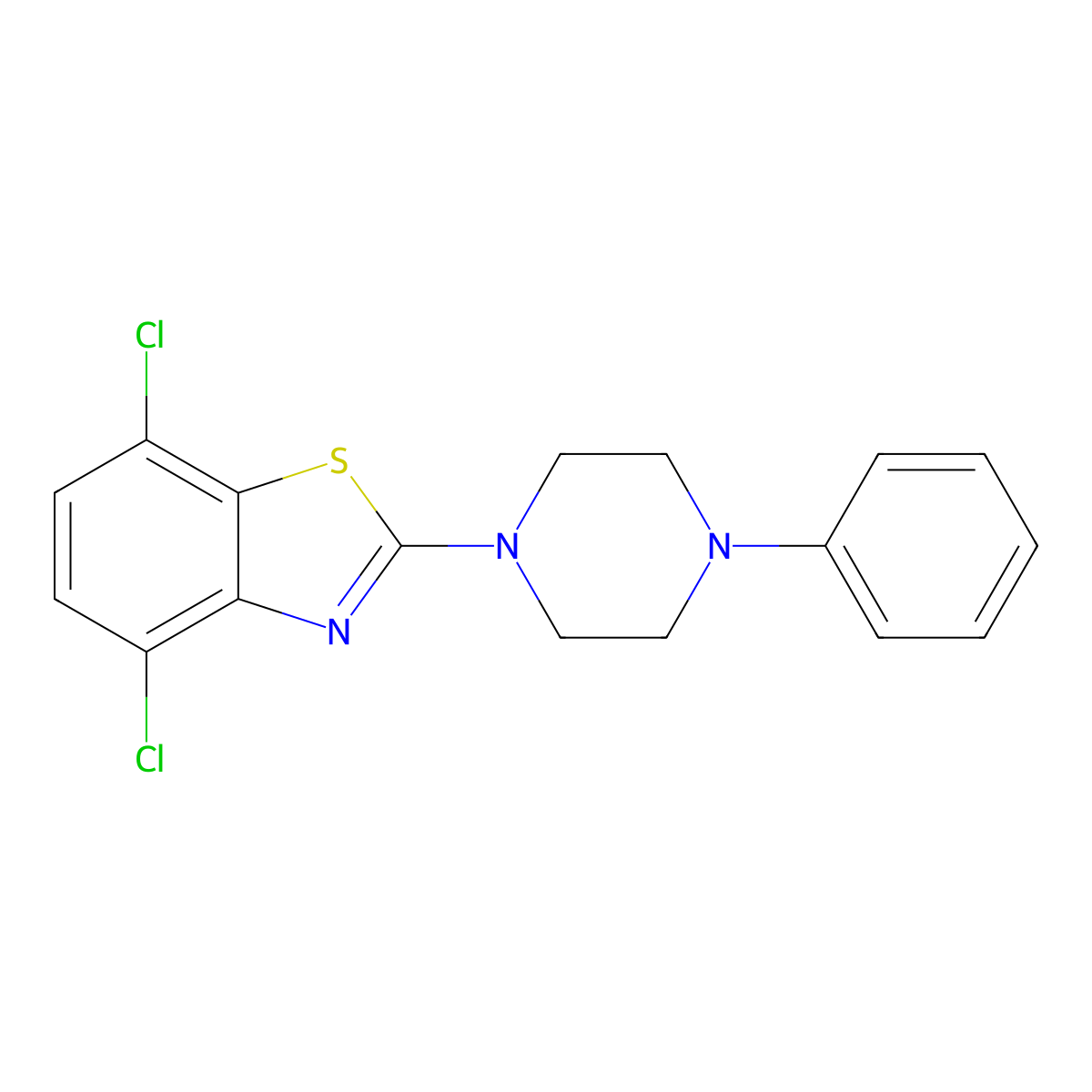 4,7-Dichloro-2-(4-phenylpiperazin-1-yl)-1,3-benzothiazole molecular structure, CAS 863001-32-5
