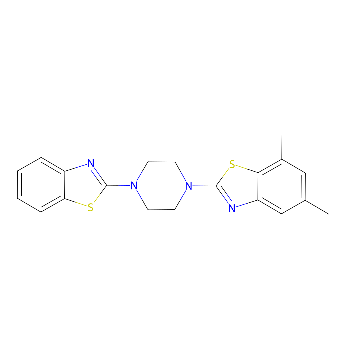 2-[4-(1,3-Benzothiazol-2-yl)piperazin-1-yl]-5,7-dimethyl-1,3-benzothiazole molecular structure, CAS 863001-33-6