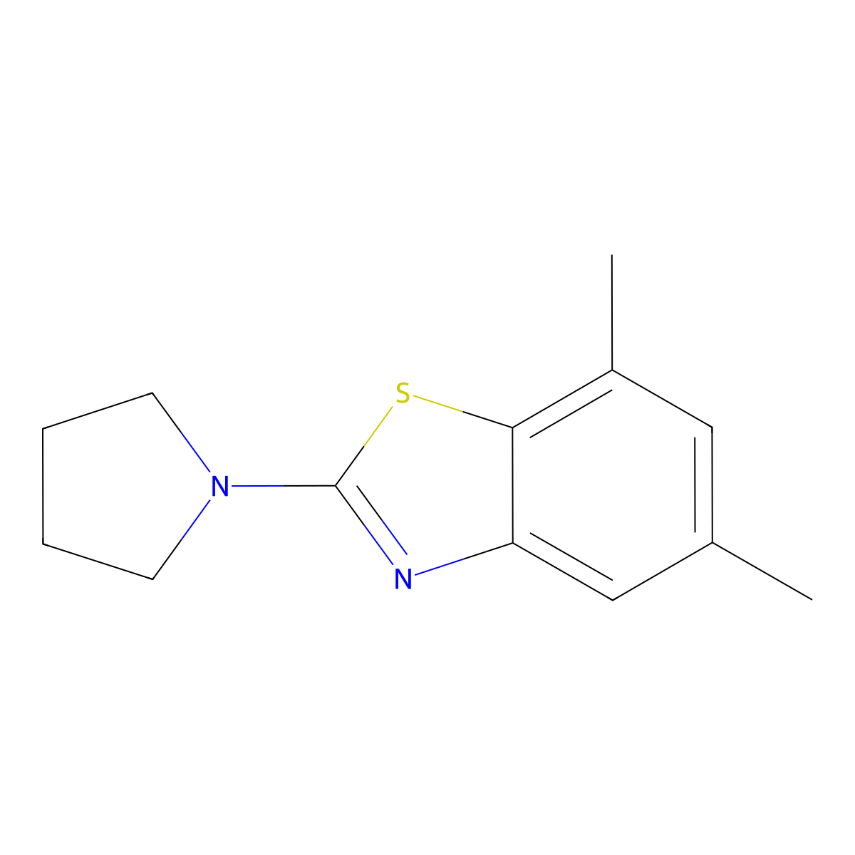 5,7-Dimethyl-2-(pyrrolidin-1-yl)benzo[d]thiazole molecular structure, CAS 863001-34-7