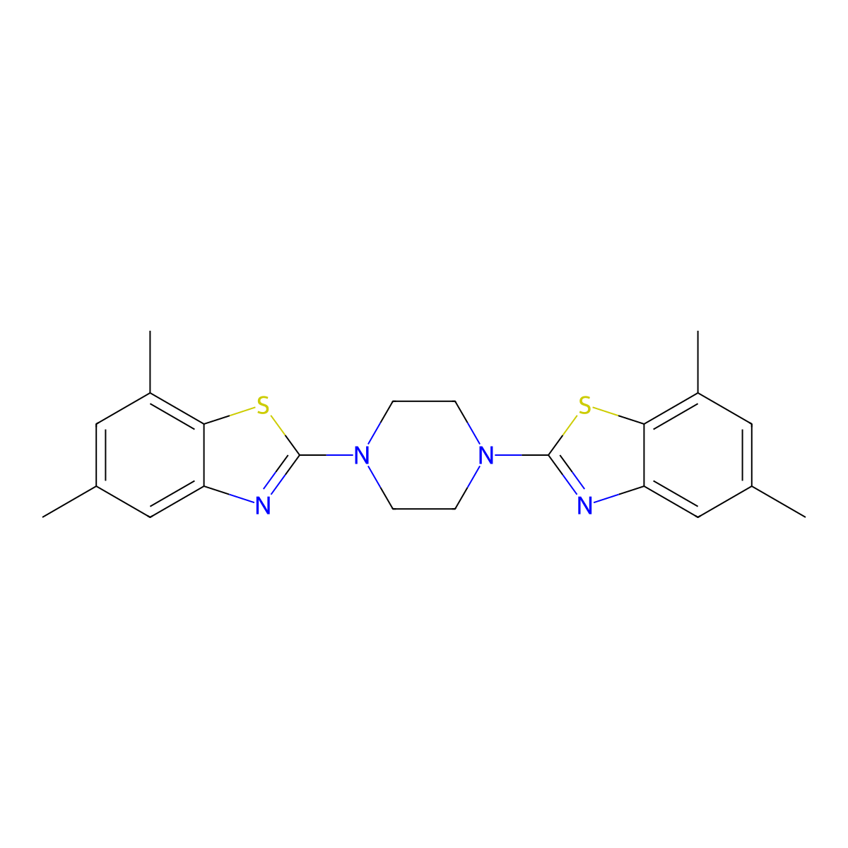 2-[4-(5,7-Dimethyl-1,3-benzothiazol-2-yl)piperazin-1-yl]-5,7-dimethyl-1,3-benzothiazole molecular structure, CAS 863001-35-8