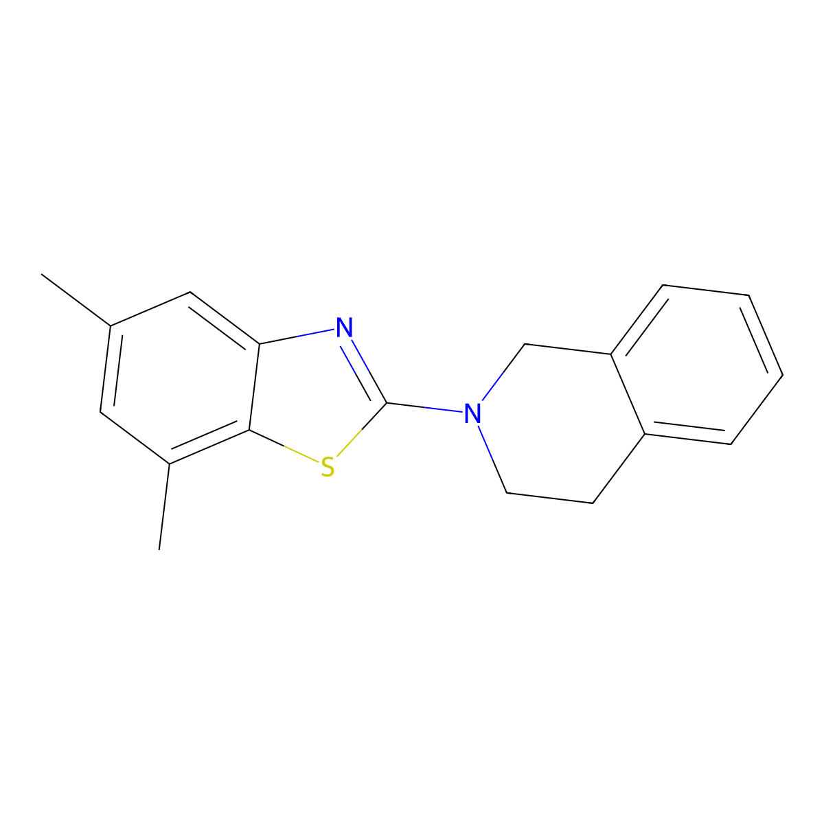 2-(3,4-dihydroisoquinolin-2(1H)-yl)-5,7-dimethylbenzo[d]thiazole molecular structure, CAS 863001-36-9