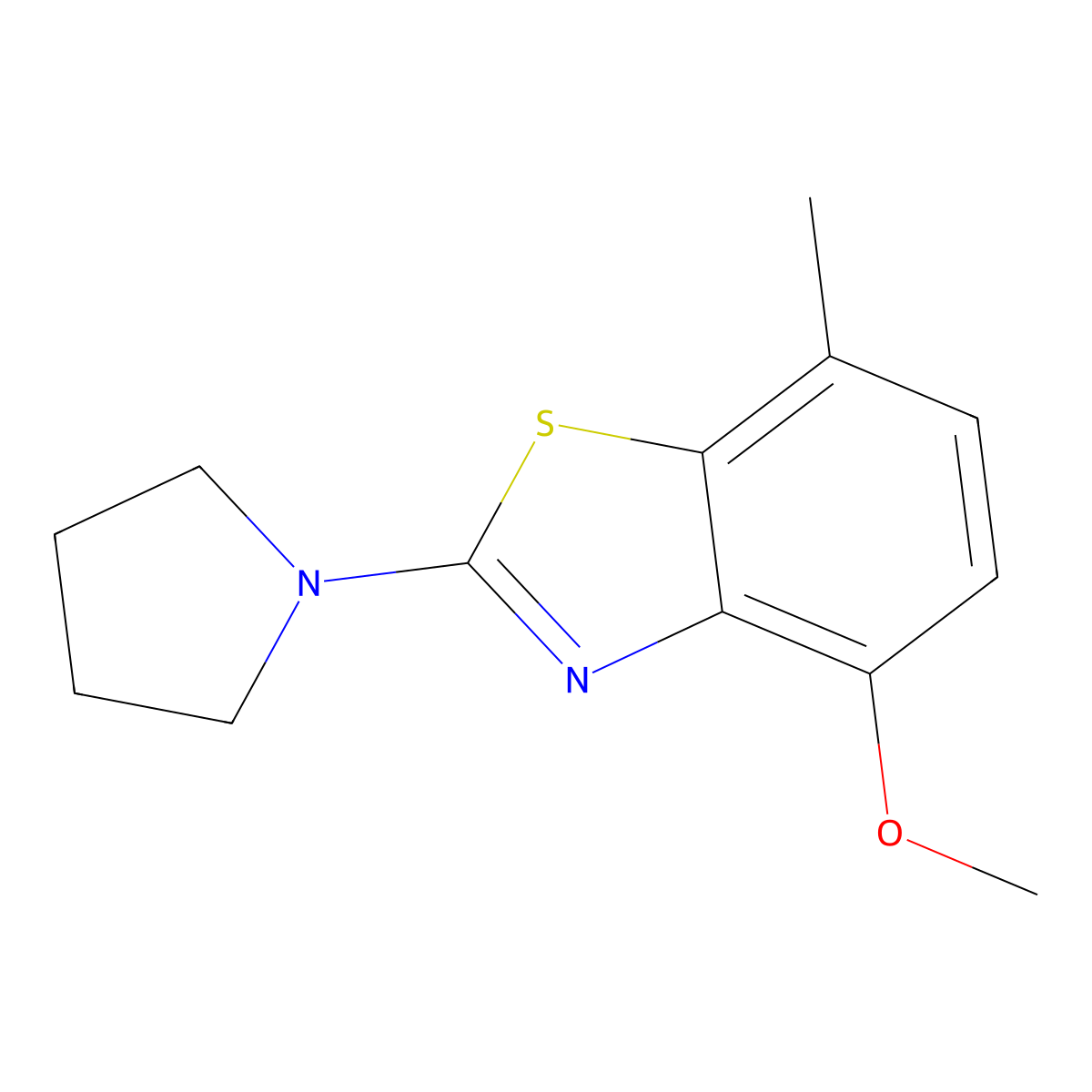 4-Methoxy-7-methyl-2-pyrrolidin-1-yl-1,3-benzothiazole molecular structure, CAS 863001-40-5