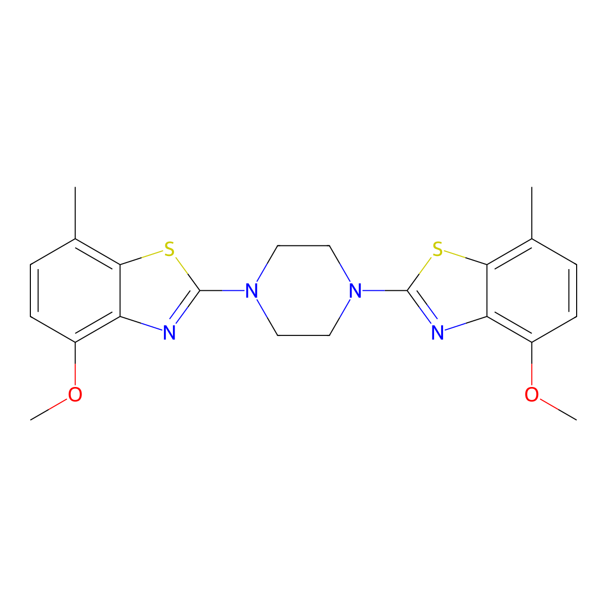 4-Methoxy-2-[4-(4-methoxy-7-methyl-1,3-benzothiazol-2-yl)piperazin-1-yl]-7-methyl-1,3-benzothiazole molecular structure, CAS 863001-42-7