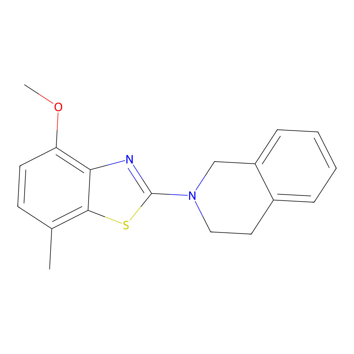 2-(3,4-dihydroisoquinolin-2(1H)-yl)-4-methoxy-7-methylbenzo[d]thiazole molecular structure, CAS 863001-43-8