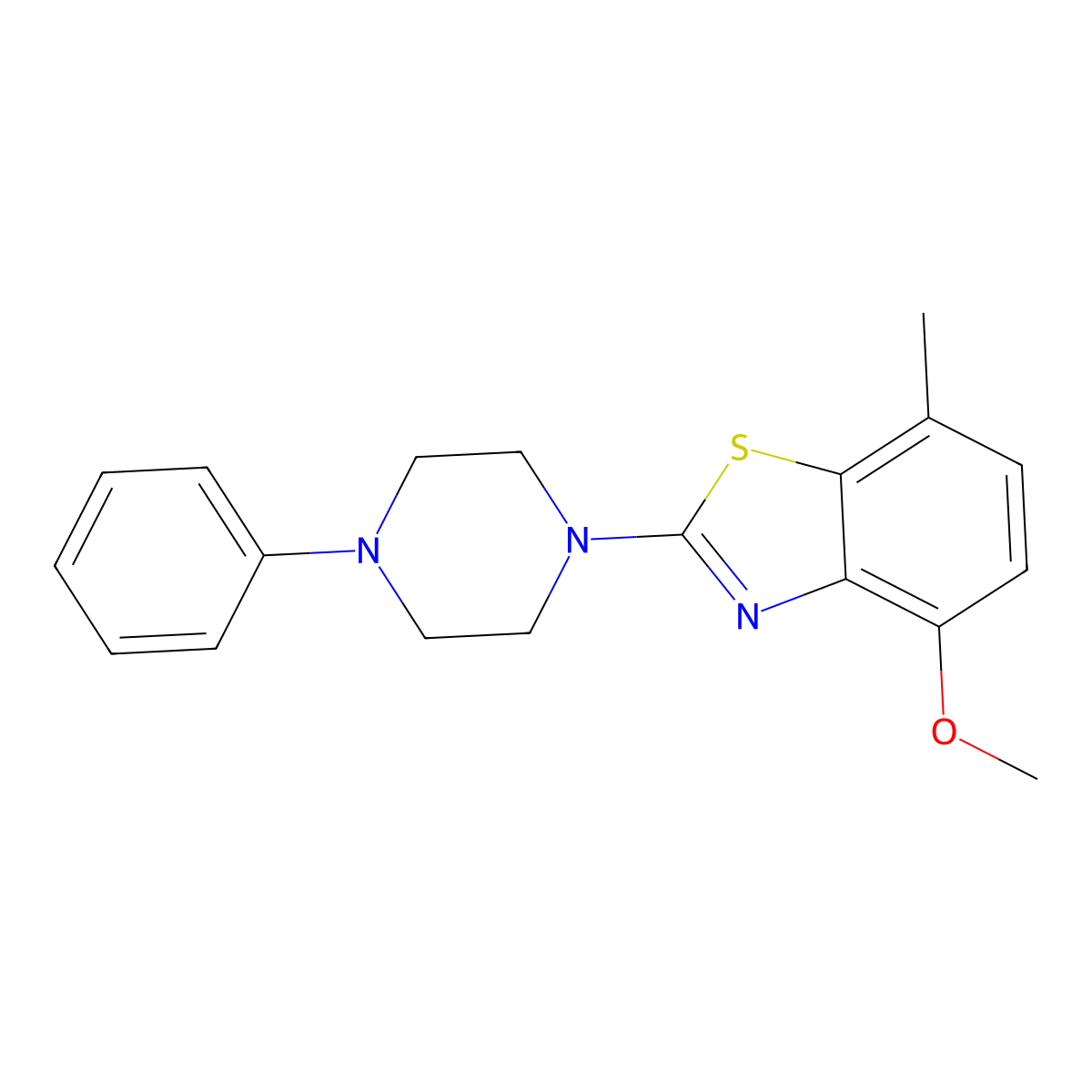 4-Methoxy-7-methyl-2-(4-phenylpiperazin-1-yl)-1,3-benzothiazole molecular structure, CAS 863001-44-9
