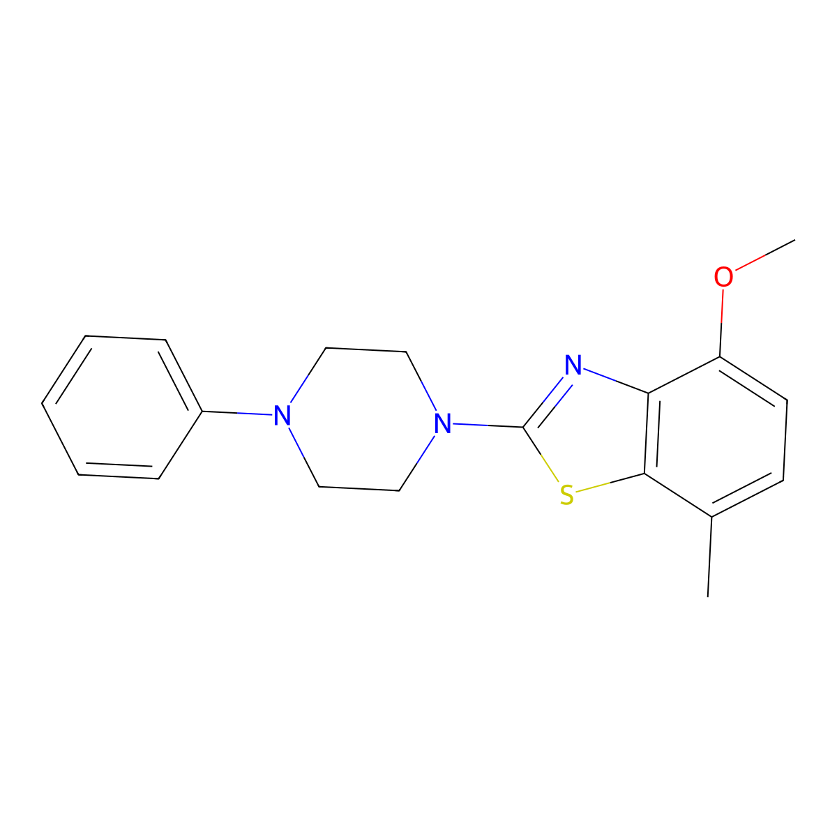 4-Methoxy-7-methyl-2-(4-phenylpiperazin-1-yl)-1,3-benzothiazole molecular structure, CAS 863001-44-9