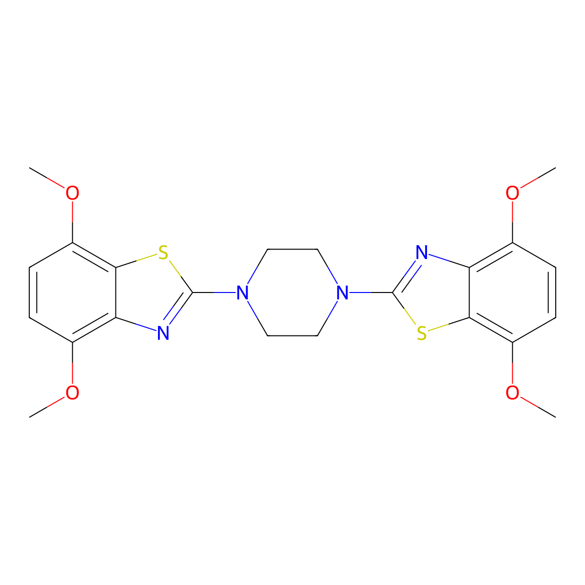 1,4-Bis(4,7-dimethoxybenzo[d]thiazol-2-yl)piperazine molecular structure, CAS 863001-49-4