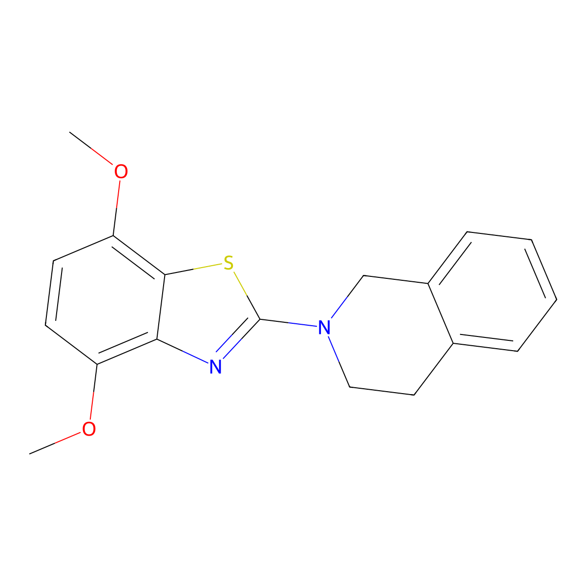 2-(3,4-dihydroisoquinolin-2(1H)-yl)-4,7-dimethoxybenzo[d]thiazole molecular structure, CAS 863001-50-7