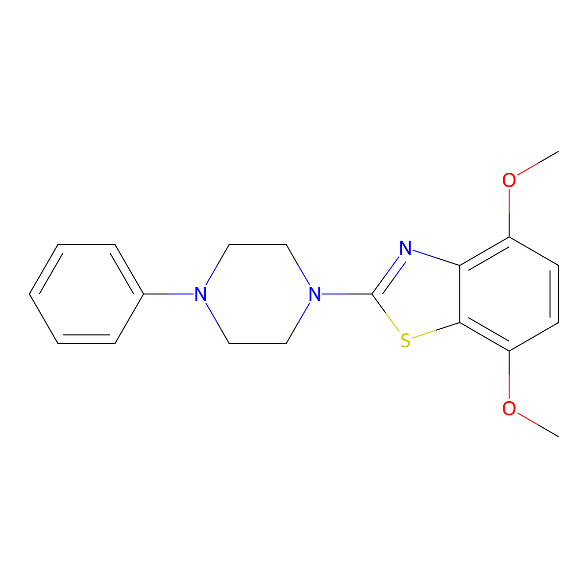 4,7-Dimethoxy-2-(4-phenylpiperazin-1-yl)-1,3-benzothiazole molecular structure, CAS 863001-51-8
