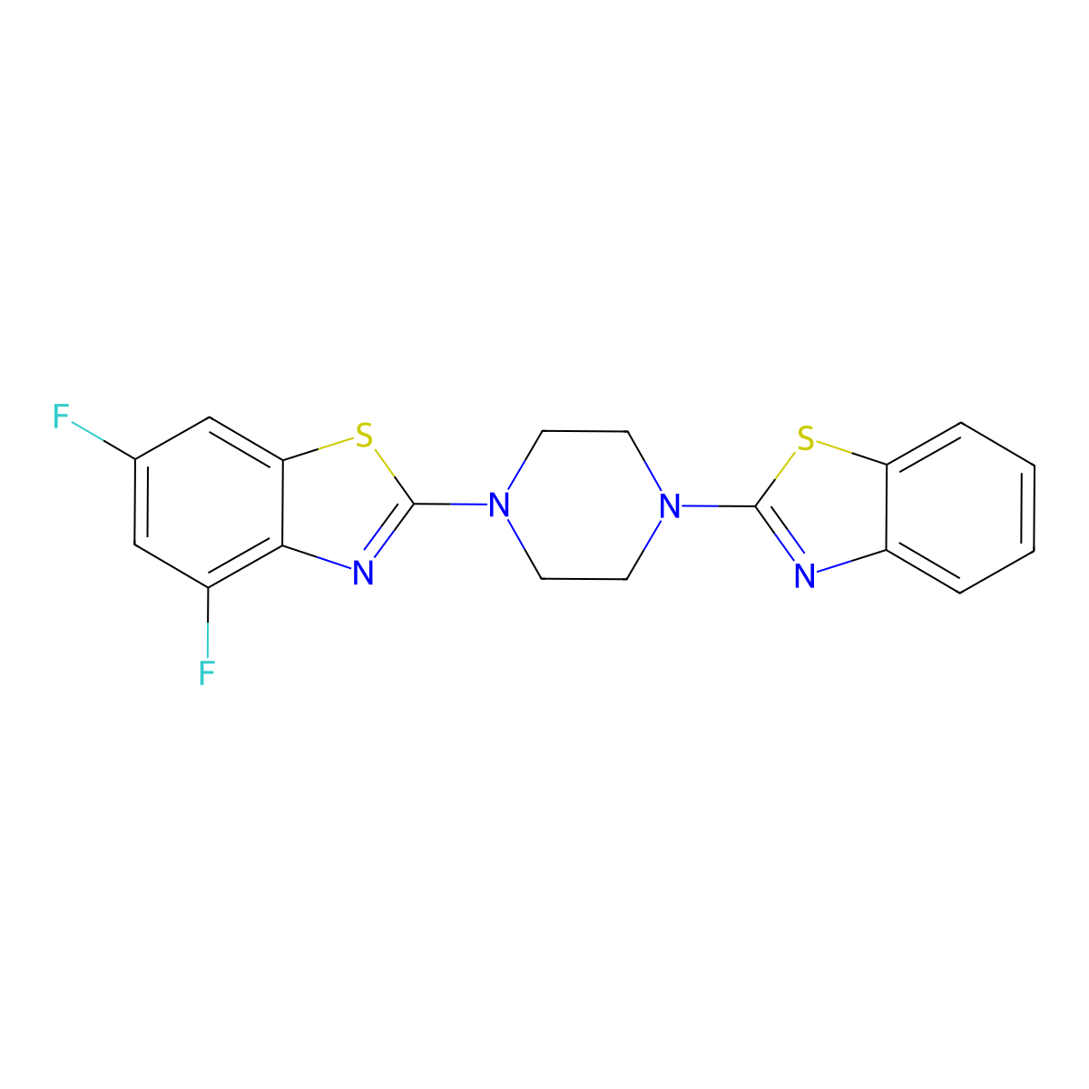 2-[4-(1,3-Benzothiazol-2-yl)piperazin-1-yl]-4,6-difluoro-1,3-benzothiazole molecular structure, CAS 863001-52-9