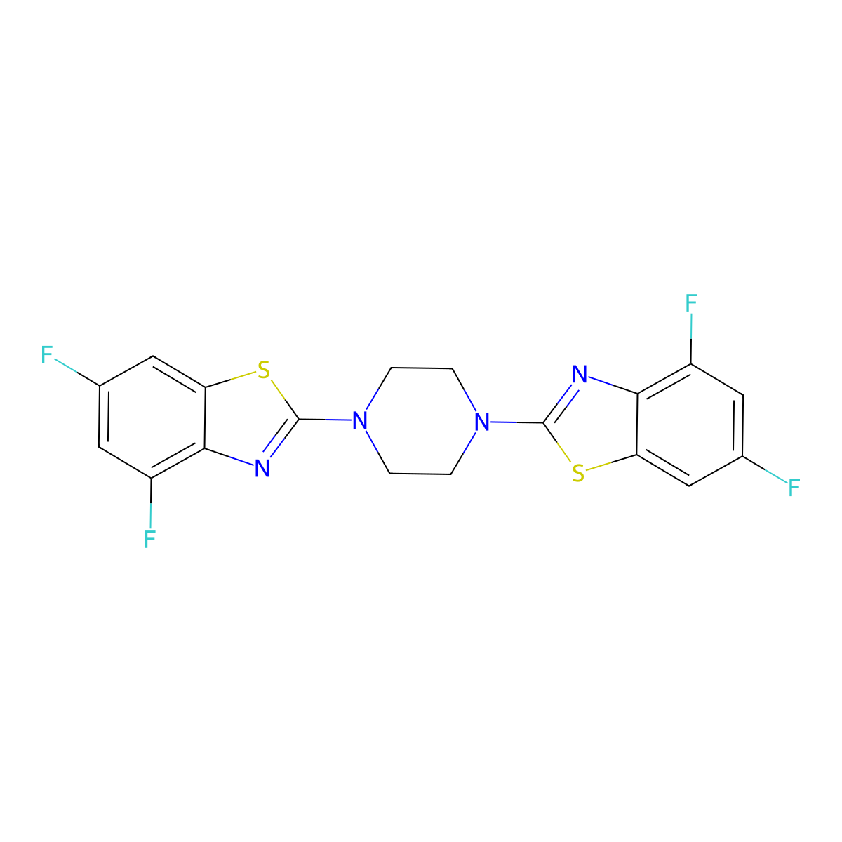 1,4-Bis(4,6-difluorobenzo[d]thiazol-2-yl)piperazine molecular structure, CAS 863001-56-3