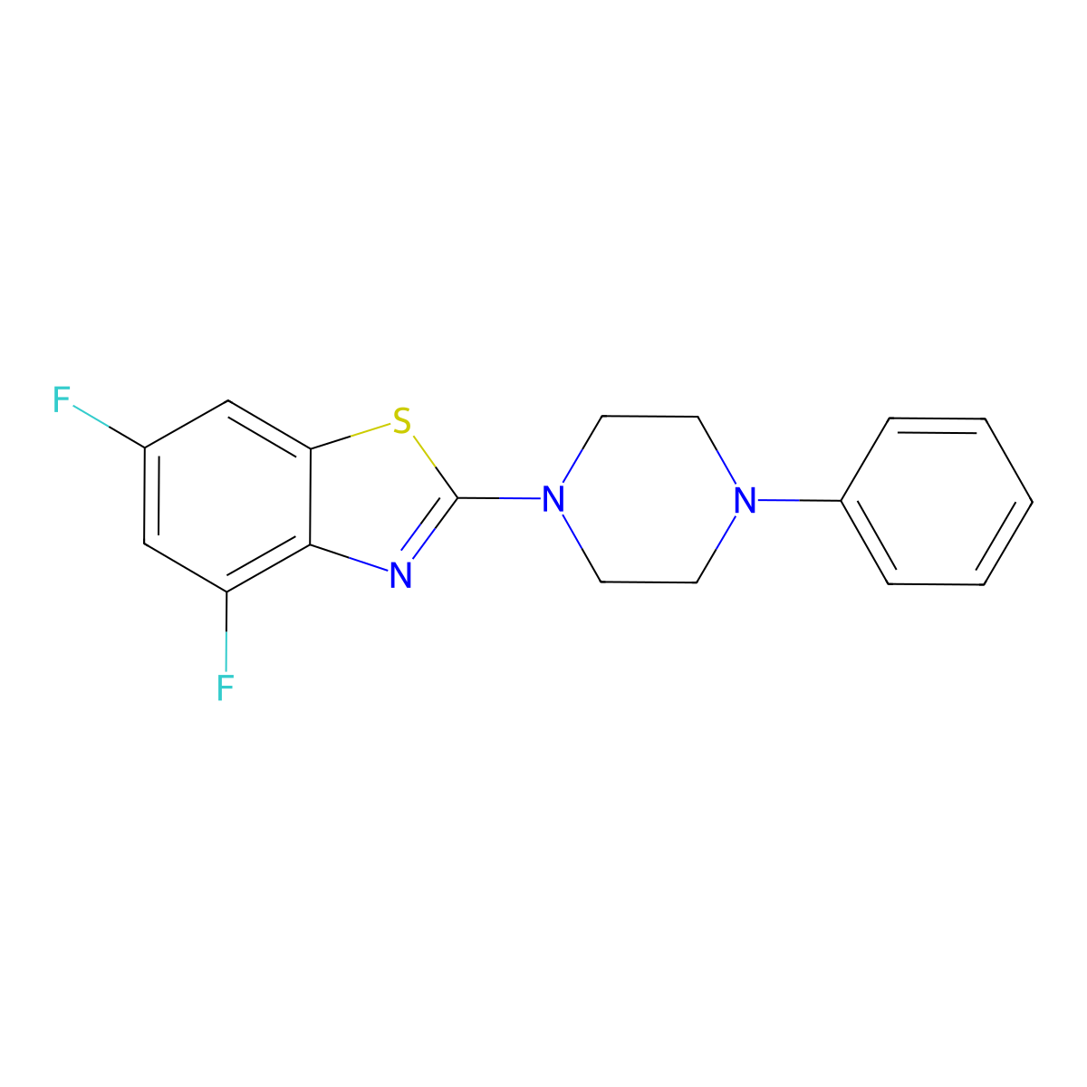 4,6-Difluoro-2-(4-phenylpiperazin-1-yl)-1,3-benzothiazole molecular structure, CAS 863001-58-5