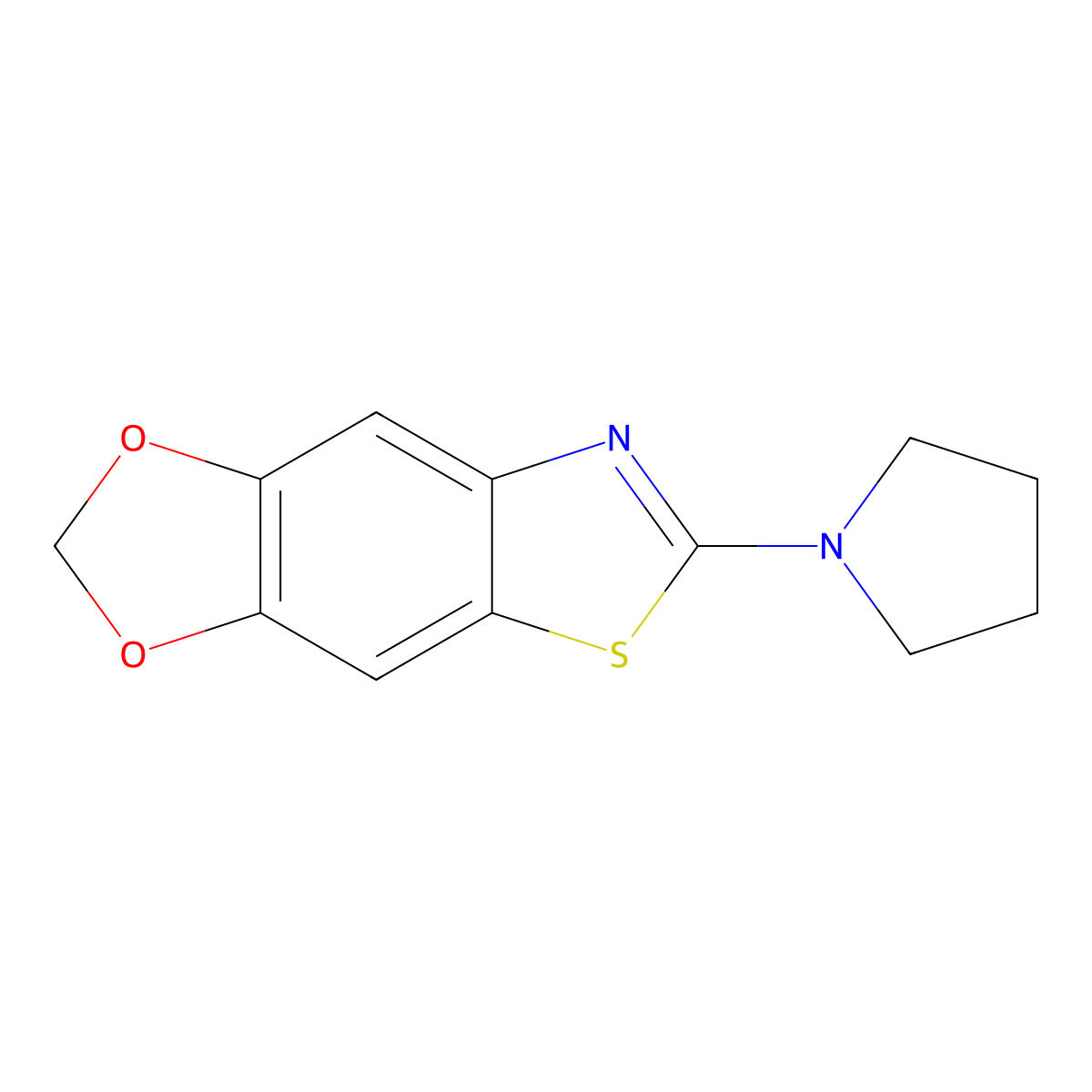 6-Pyrrolidin-1-yl-[1,3]dioxolo[4,5-f][1,3]benzothiazole molecular structure, CAS 863001-61-0
