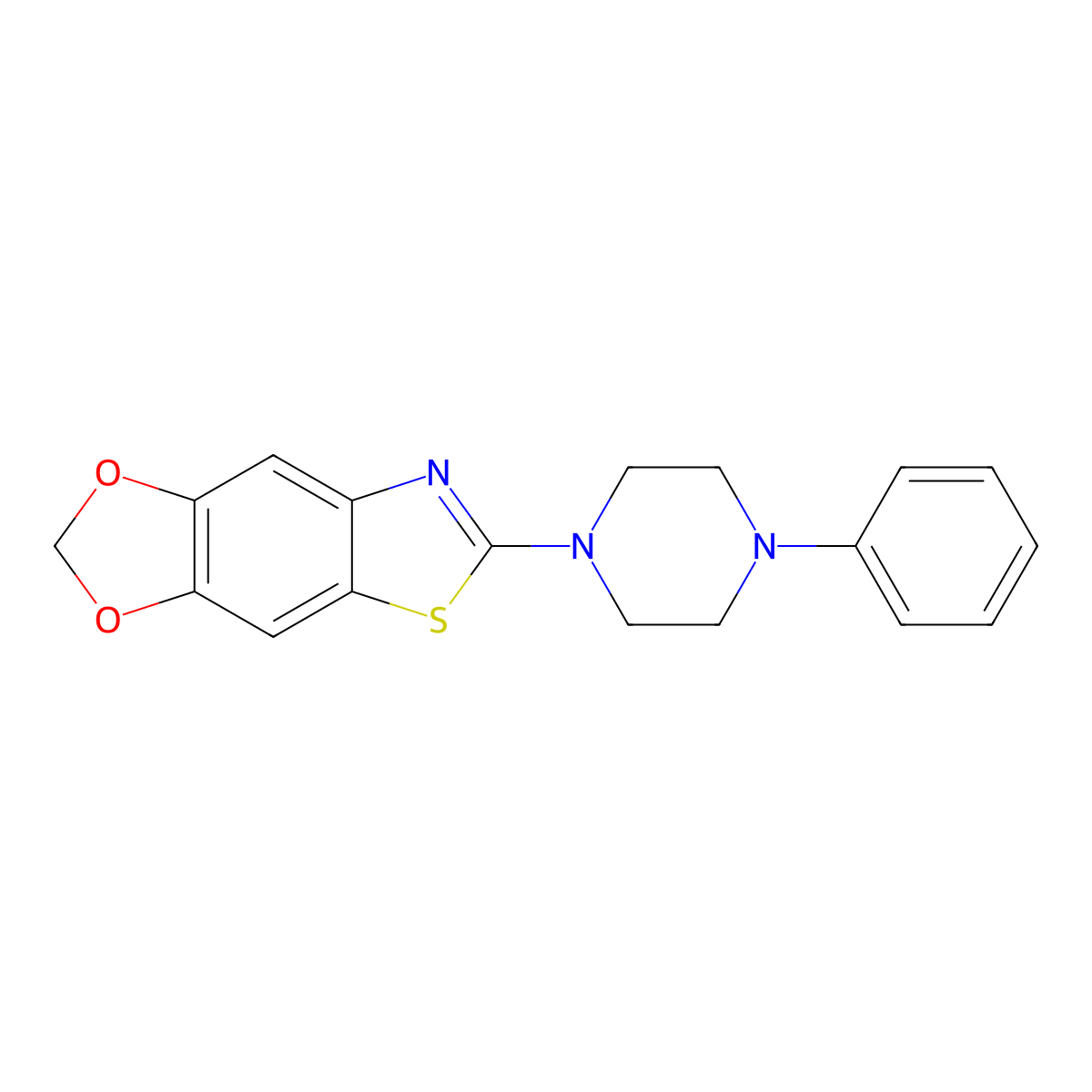 6-(4-Phenylpiperazin-1-yl)[1,3]dioxolo[4,5-f][1,3]benzothiazole molecular structure, CAS 863001-64-3