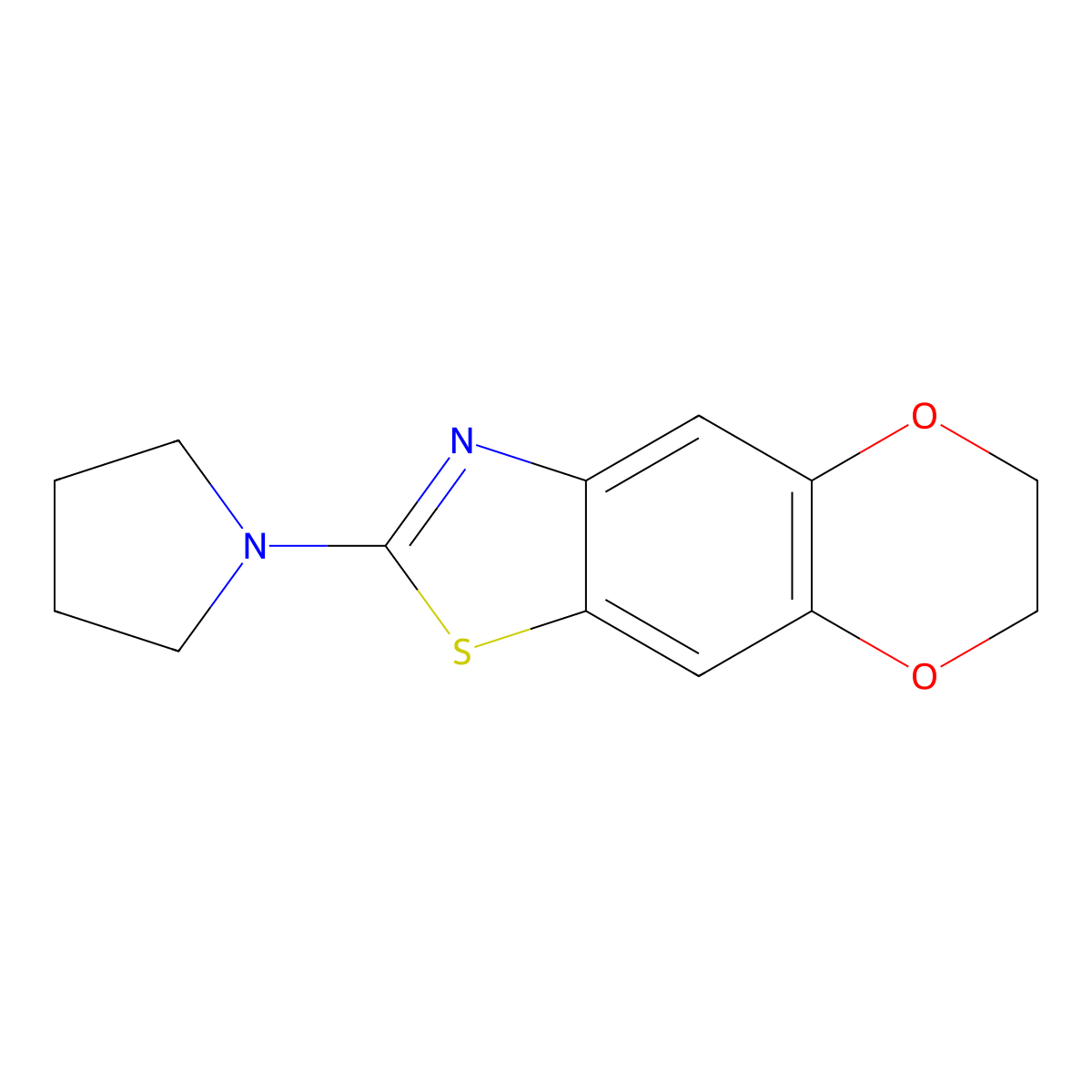 2-Pyrrolidin-1-yl-6,7-dihydro-[1,4]dioxino[2,3-f][1,3]benzothiazole molecular structure, CAS 863001-67-6