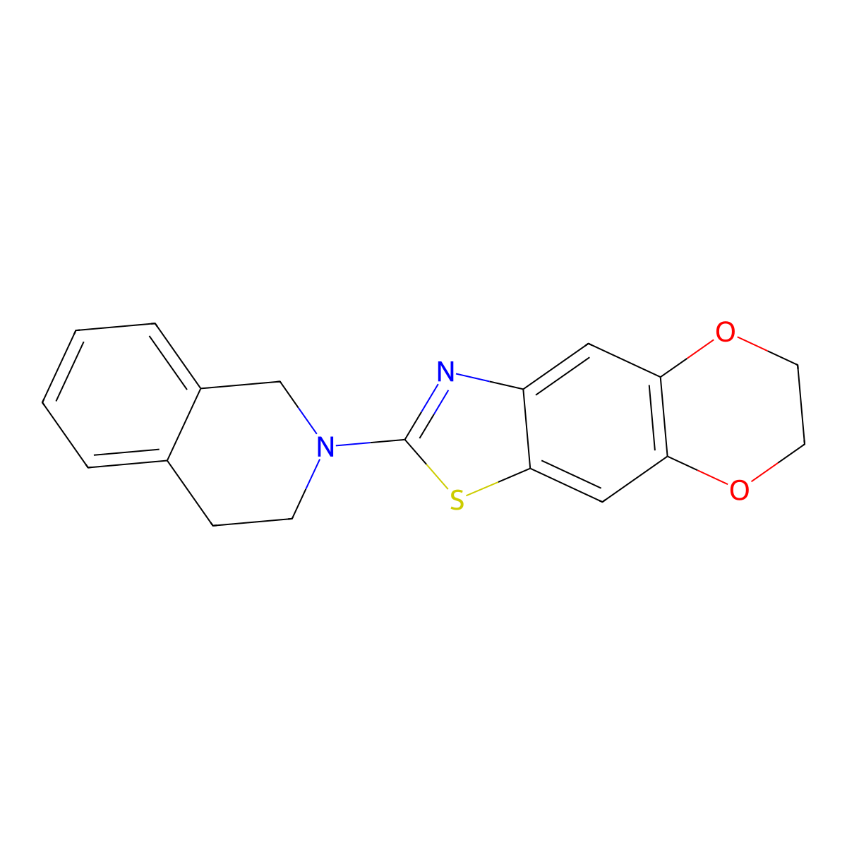 2-(3,4-dihydroisoquinolin-2(1H)-yl)-6,7-dihydro[1,4]dioxino[2,3-f][1,3]benzothiazole molecular structure, CAS 863001-70-1